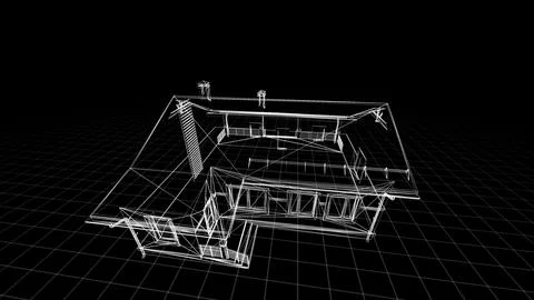 Futuristic Architectural Design Blueprint of Modern House Structure Stock Illustration