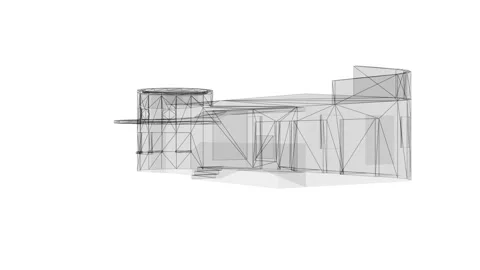 Futuristic Architectural Model in Wireframe Design Concept Stock Footage 344727572