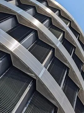 Futuristic Architectural Perforated Metal Cladding Pattern Stock Photos