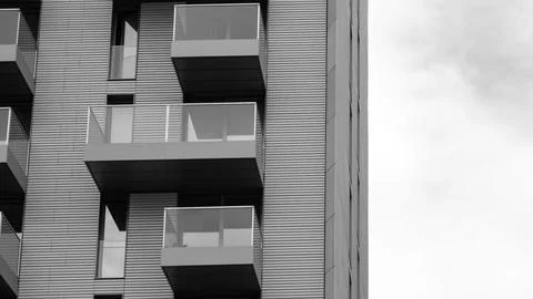 Futuristic architectural structure with sharp lines and graphic geometry. Stock Photos