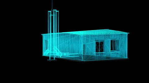 Futuristic Architectural Wireframe Visualization of a Modern Structure 库存影片 334584804