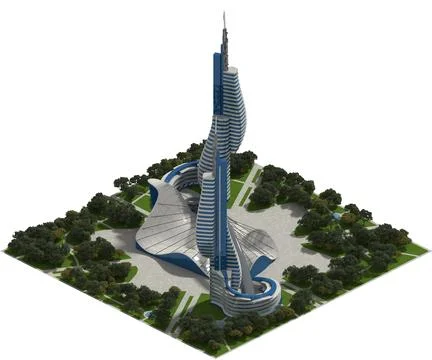 Futuristic Architecture for 3D Isometric Games Stock Illustration