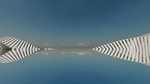 Futuristic architecture background mechanically rotating 3d animation Stock Footage 197675911