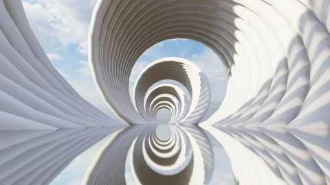 Futuristic architecture background metallic spiral interior 3d animation Stock Footage 198908820