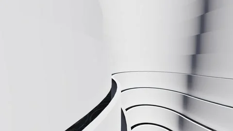 Futuristic architecture background white curved building facade 3d animation Stock Footage 161961557