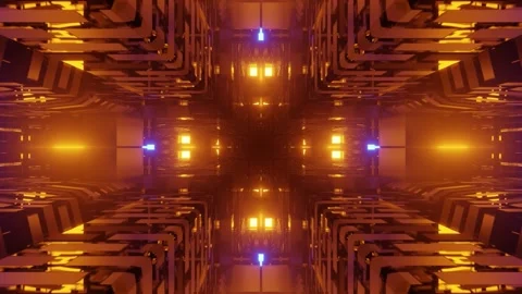 Futuristic architecture corridor with glowing lights 3d illustration Stock Footage 160823796