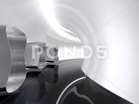 Futuristic architecture space round corridor like sci-fi indoor Stock Illustration