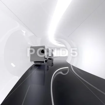 Futuristic architecture space round corridor like sci-fi indoor Stock Illustration