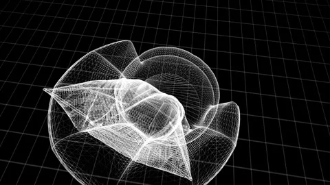 Futuristic Armchair Design in Wireframe with Grid Background Illustration Video stock 344530697