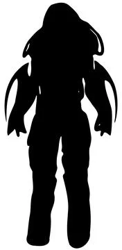Futuristic Armored Warrior Fighting Pose Silhouette Stock Illustration