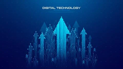 Futuristic arrows form digital flow Stock Illustration