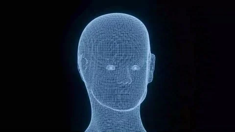 Futuristic Artificial 3D Head Animation Stock Footage 314972992