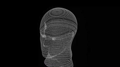 Futuristic Artificial 3D Head Animation Stock Footage 314972997