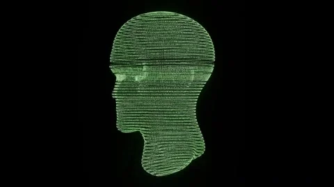 Futuristic Artificial 3D Head Animation Stock Footage 314973029