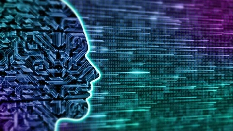 Futuristic artificial intelligence abstract with moving Ray and binary code.. Stock Footage 253554394