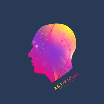 Futuristic Artificial Intelligence and Machine Learning Concept.. Human Big Data Illustrazione stock