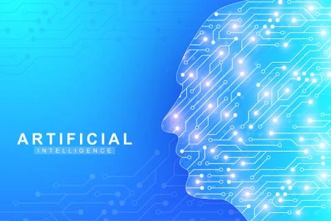 Futuristic Artificial Intelligence and Machine Learning Concept.. Human Big Data Illustrazione stock