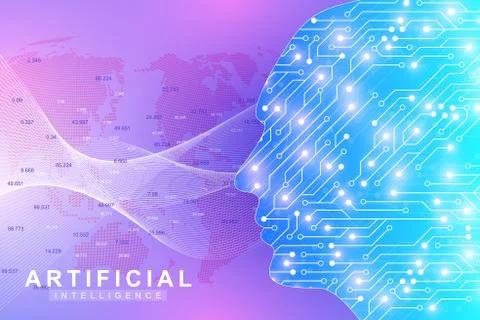 Futuristic Artificial Intelligence and Machine Learning Concept. Human Big Data Stockillustratie