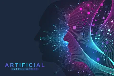 Futuristic Artificial Intelligence and Machine Learning Concept. Human Big Data Stock Illustration