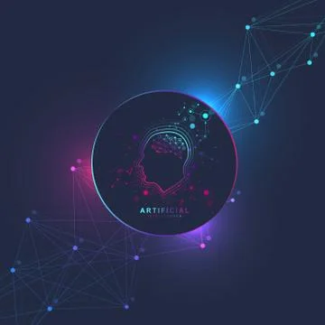 Futuristic Artificial Intelligence and Machine Learning Concept. Human Big Data Stock Illustration