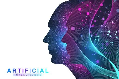 Futuristic Artificial Intelligence and Machine Learning Concept.. Human Big Data Stockillustratie