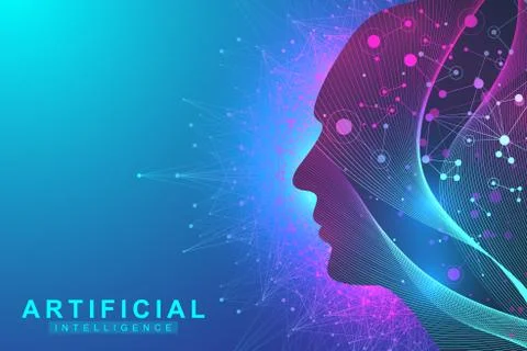 Futuristic Artificial Intelligence and Machine Learning Concept.. Human Big D Stock Illustration