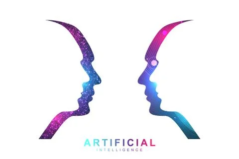 Futuristic Artificial Intelligence and Machine Learning Concept. Human Big Da Illustrazione stock