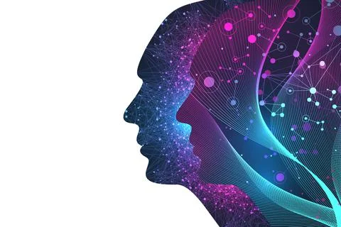 Futuristic Artificial Intelligence and Machine Learning Concept. Human Big Data Illustrazione stock