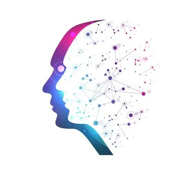 Futuristic Artificial Intelligence and Machine Learning Concept. Human Big Data Stockillustratie