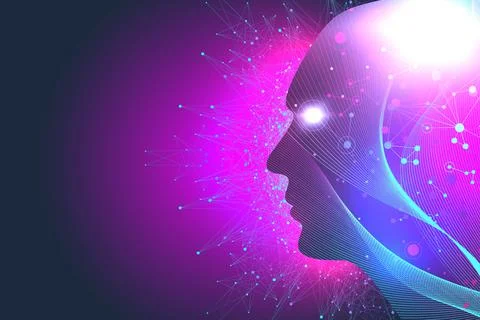 Futuristic Artificial Intelligence and Machine Learning Concept. Human Big Data Stock Illustration