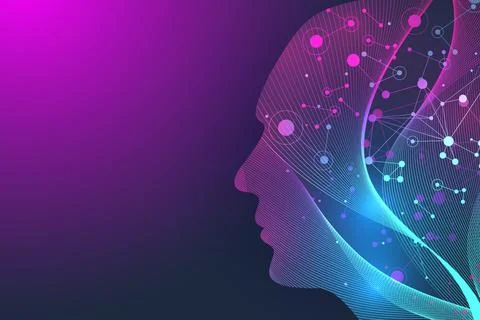 Futuristic Artificial Intelligence and Machine Learning Concept. Human Big Data Stock Illustration