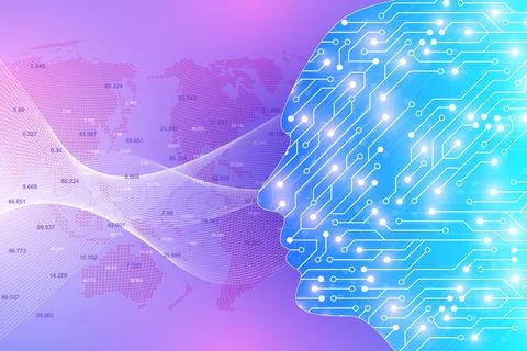 Futuristic Artificial Intelligence and Machine Learning Concept. Human Big Data Stock Illustration