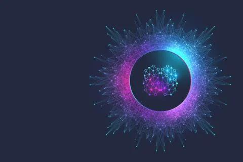 Futuristic Artificial Intelligence and Machine Learning Concept. Human Big Data Stock Illustration