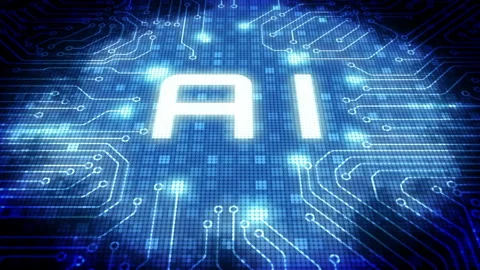 Futuristic artificial intelligence big data processing on blue 4K motion Stock Footage 300995132