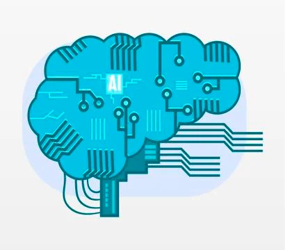 Futuristic artificial intelligence brain design Stock Illustration