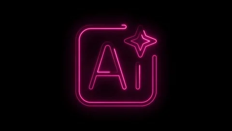 Futuristic artificial intelligence concept animation pink neon glowing ai i.. Stock Footage 314545524