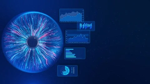Futuristic Artificial Intelligence Data Eye Analytics Dashboard Interface AI eye Stock Footage 341906549