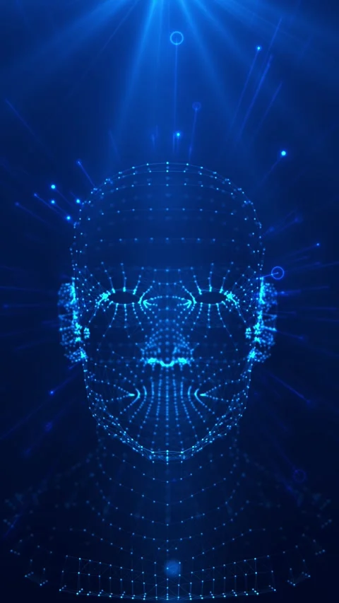 Futuristic Artificial Intelligence Face with Neural Network Connections 스톡 동영상 341346417