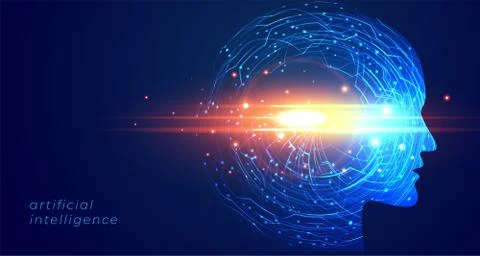 Futuristic artificial intelligence face technology background Stock Illustration