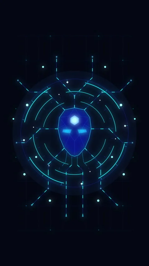 Futuristic artificial intelligence head with network data technology, cyber.. Stock Footage 348334411