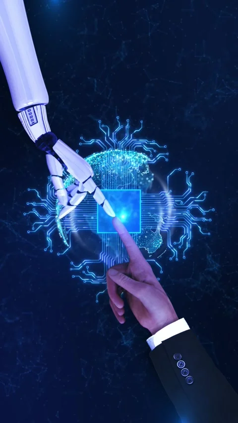 Futuristic Artificial Intelligence Human Robot Touch Digital Technology Future d 스톡 동영상 341907547