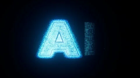 Futuristic Artificial Intelligence Letters with Neon Glow Video stock 345729069
