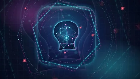 Futuristic Artificial Intelligence Neural Network Inside Glowing Human Head Stock Footage 341454417