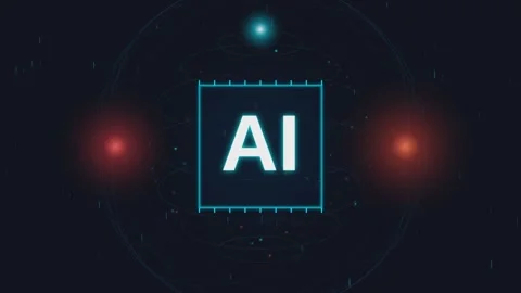 Futuristic artificial intelligence processor concept with digital circular .. Stock Footage 341220656