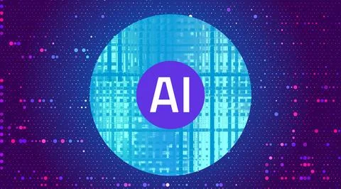 Futuristic Artificial Intelligence Silicon Wafer Microchip Vector Illustration 스톡 일러스트