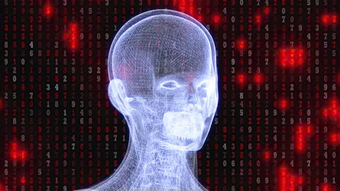 A futuristic artificial intelligence system checking binary code in real time. Stock Footage 134959910