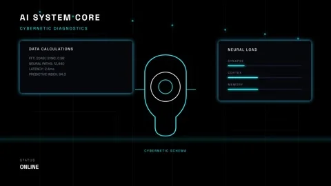 Futuristic artificial intelligence system core diagnostic data Stock-Footage 343881092