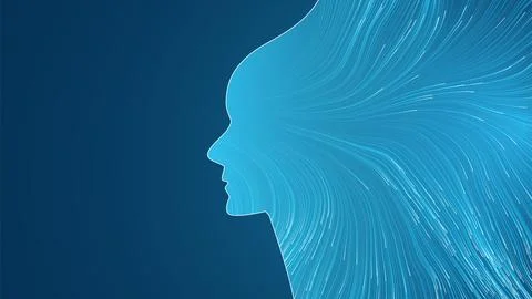 Futuristic Artificial Technology Concept with Flow of Glowing Lit Neural Co.. Illustrazione stock