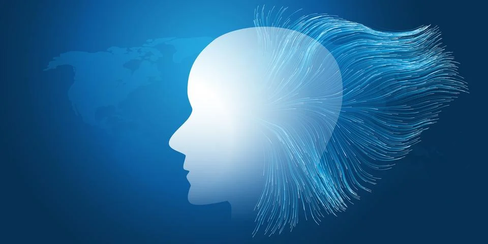 Futuristic Artificial Technology Concept with Flow of Glowing Neural Connec.. Stock Illustration