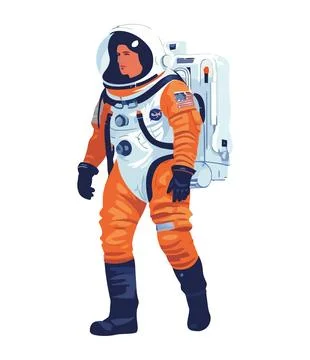 Futuristic astronaut in space suit working Stock Illustration